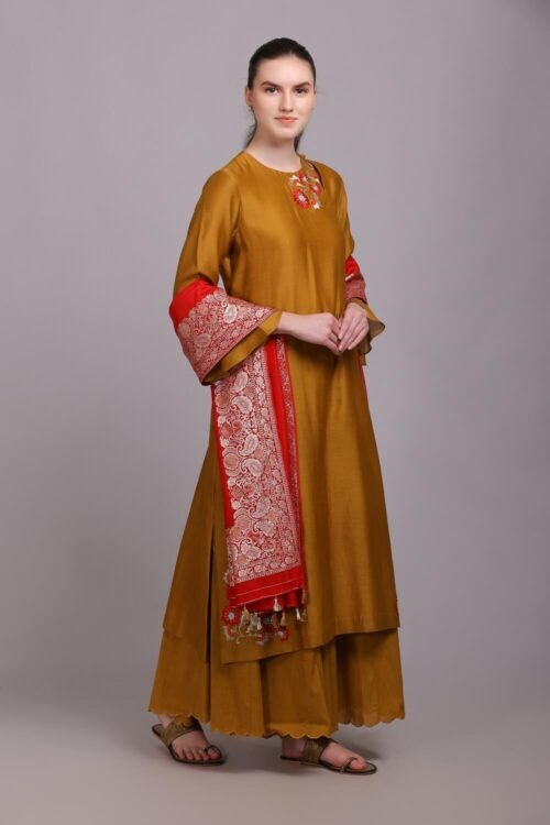 Mustared Parsi embroidered kurta Set – M7/09