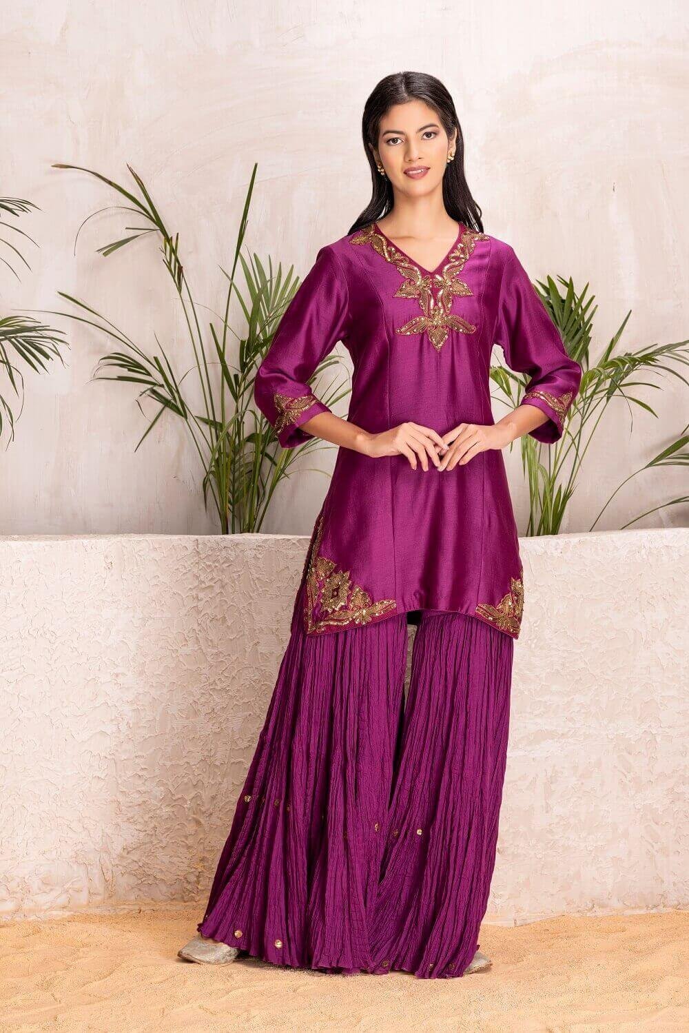 Falsa Silk Chanderi Embroidered Sharara Set – M8/08