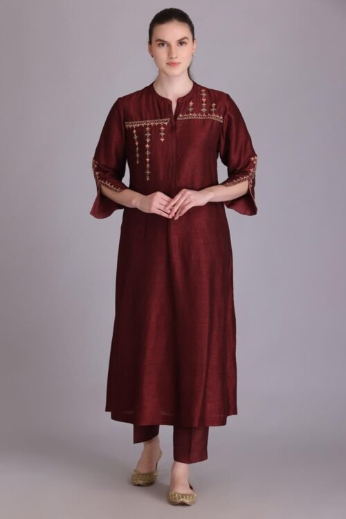 Brown berry embroidered kurta set – M3/07