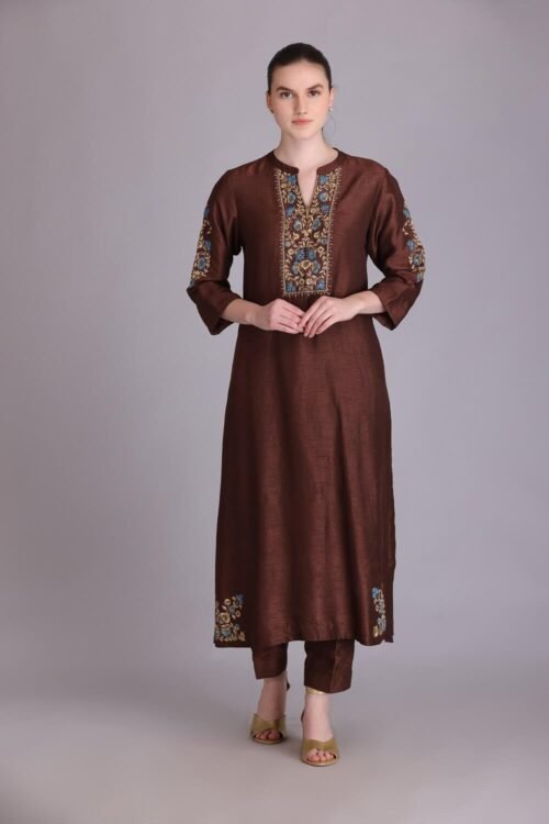 Brown embroidered kurta set – M3/14