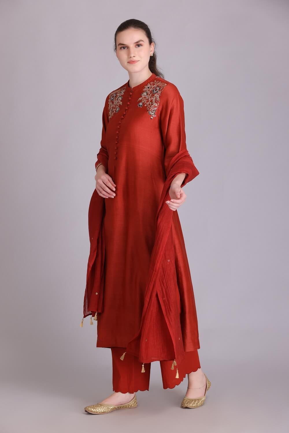 Rust embroidered kurta set – M6/15B