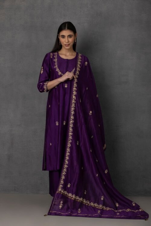 Purple embroidery Kurta set – SP-02D