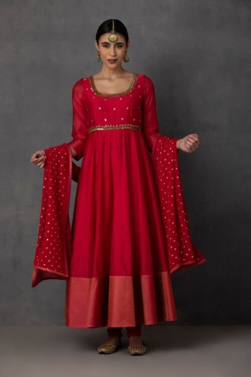 Red embroidery Anarkali Set – SP-10A