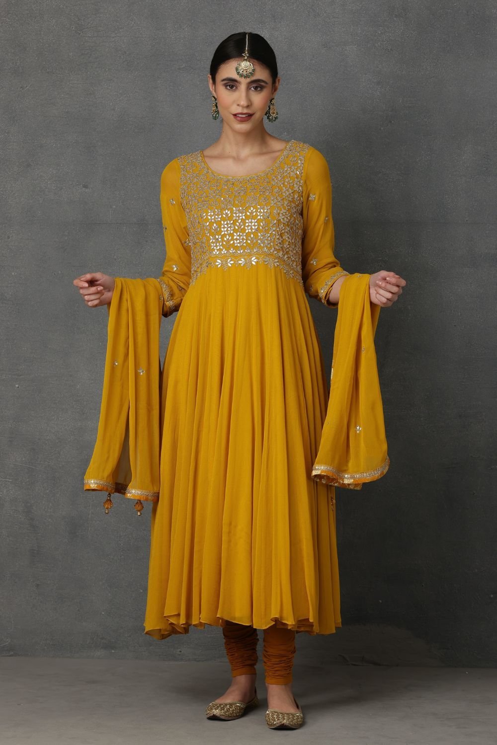 Yellow embroidery Anarkali Set – SP-01B